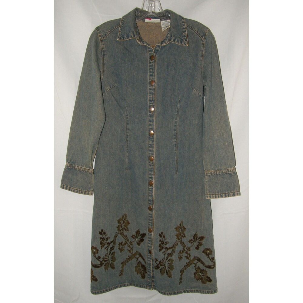 Vintage Sz Small (4/6) Denim SPECIAL EDITION Blue Jean Dress / Coat FADED GLORY